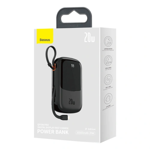 Kup Powerbank Baseus Qpow Display Digital 20000mAh 20W QC/PD/SCP/FCP + cablu Lightning negru - BSU3863 - {ean13} - Sklep Home Screen