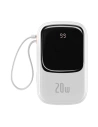 Powerbank Baseus Qpow Display Digital 20000mAh 20W QC/PD/SCP/FCP + cablu Lightning alb