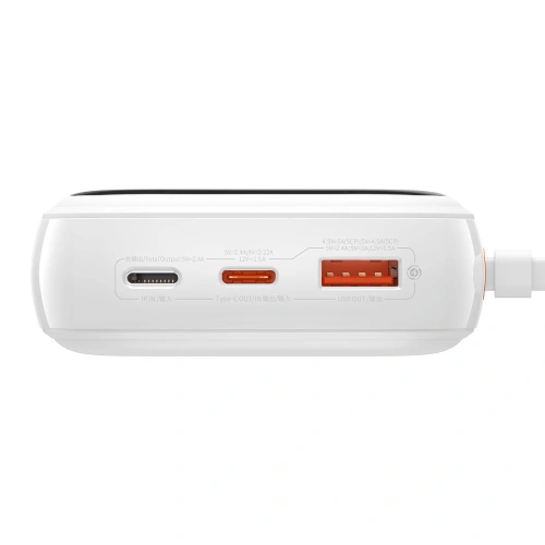 Buy Baseus Qpow Digital Display Power Bank with Fast Charging 20000mAh 20W QC/PD/SCP/FCP with Built-in Lightning Cable White - BSU3864 - {ean13} - Home Screen Store Europe