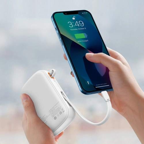 Buy Baseus Qpow Digital Display Power Bank with Fast Charging 20000mAh 20W QC/PD/SCP/FCP with Built-in Lightning Cable White - BSU3864 - {ean13} - Home Screen Store Europe