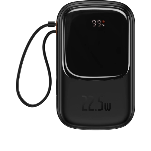 Buy Baseus Qpow Digital Display powerbank with fast charging 20000mAh 22.5W QC/PD/SCP/FCP with built-in USB-C cable black - BSU3865 - {ean13} - Home Screen Store Europe