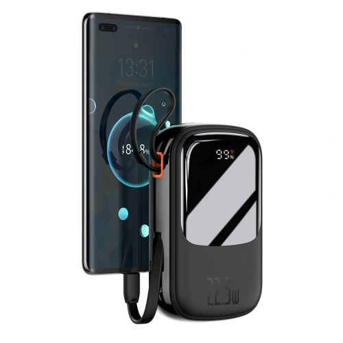 Buy Baseus Qpow Digital Display powerbank with fast charging 20000mAh 22.5W QC/PD/SCP/FCP with built-in USB-C cable black - BSU3865 - {ean13} - Home Screen Store Europe