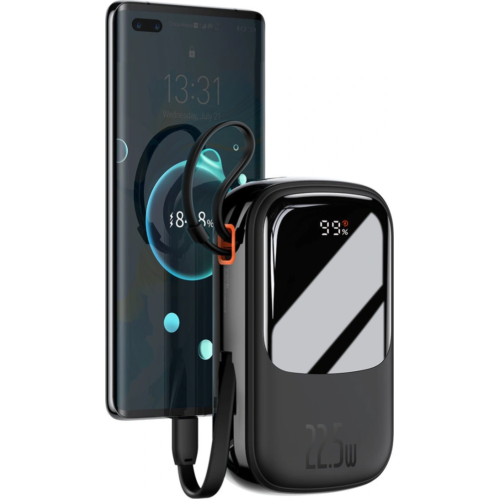 Powerbank Baseus Qpow Digital Display 20000mAh 22,5W QC/PD/SCP/FCP + kabel USB-C czarny