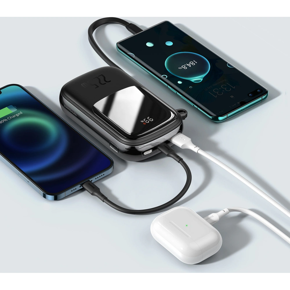 Powerbank Baseus Qpow Digital Display 20000mAh 22,5W QC/PD/SCP/FCP + kabel USB-C czarny