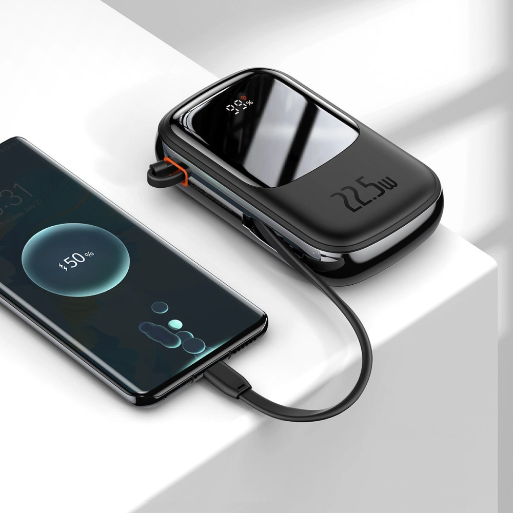 Powerbank Baseus Qpow Digital Display 20000mAh 22,5W QC/PD/SCP/FCP + kabel USB-C czarny
