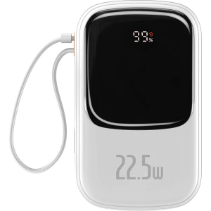 Powerbank Baseus Qpow Digital Display 20000mAh 22,5W QC/PD/SCP/FCP + kabel USB-C biały