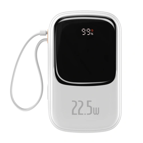 Buy Baseus Qpow Digital Display powerbank with fast charging 20000mAh 22.5W QC/PD/SCP/FCP with built-in USB-C cable white - BSU3866 - {ean13} - Home Screen Store Europe