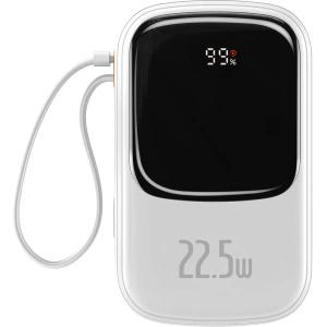 Powerbank Baseus Qpow Digital Display 20000mAh 22,5W QC/PD/SCP/FCP + kabel USB-C biały