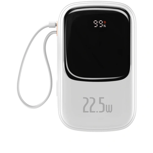 Buy Baseus Qpow Digital Display powerbank with fast charging 20000mAh 22.5W QC/PD/SCP/FCP with built-in USB-C cable white - BSU3866 - {ean13} - Home Screen Store Europe
