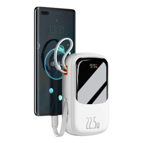 Buy Baseus Qpow Digital Display powerbank with fast charging 20000mAh 22.5W QC/PD/SCP/FCP with built-in USB-C cable white - BSU3866 - {ean13} - Home Screen Store Europe