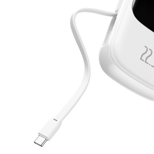 Buy Baseus Qpow Digital Display powerbank with fast charging 20000mAh 22.5W QC/PD/SCP/FCP with built-in USB-C cable white - BSU3866 - {ean13} - Home Screen Store Europe
