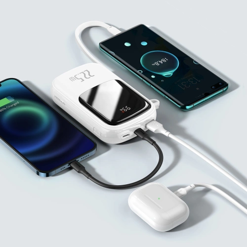 Buy Baseus Qpow Digital Display powerbank with fast charging 20000mAh 22.5W QC/PD/SCP/FCP with built-in USB-C cable white - BSU3866 - {ean13} - Home Screen Store Europe
