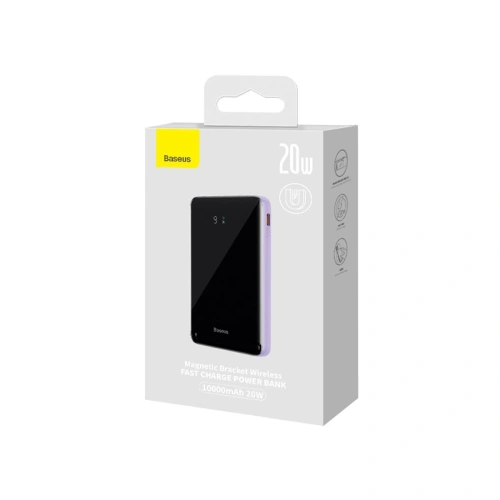 Kup Powerbank Baseus Suport Magnetic Încărcare Rapidă Fără Fir 10000mAh 20W violet + cablu USB-C 60W 50cm alb - BSU3867 - {ean13} - Sklep Home Screen