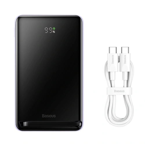 Kup Powerbank Baseus Magnetic Bracket Wireless Fast Charge 10000mAh 20W fioletowy + kabel USB-C 60W 50cm biały - BSU3867 - {ean13} - Sklep Home Screen