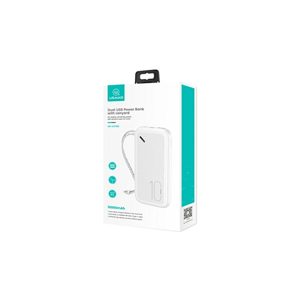 Powerbank USAMS PB56 10000mAh 2xUSB/USB-C/microUSB Fast Charge biały/white (US-CD150)