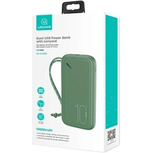 Powerbank USAMS PB56 10000mAh 2xUSB/USB-C/microUSB Fast Charge zielony/dark green (US-CD150)