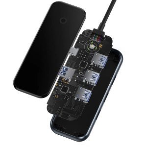 Hub Baseus AcmeJoy USB-C - 1xUSB-C/4x USB 3.0 ciemnoszary