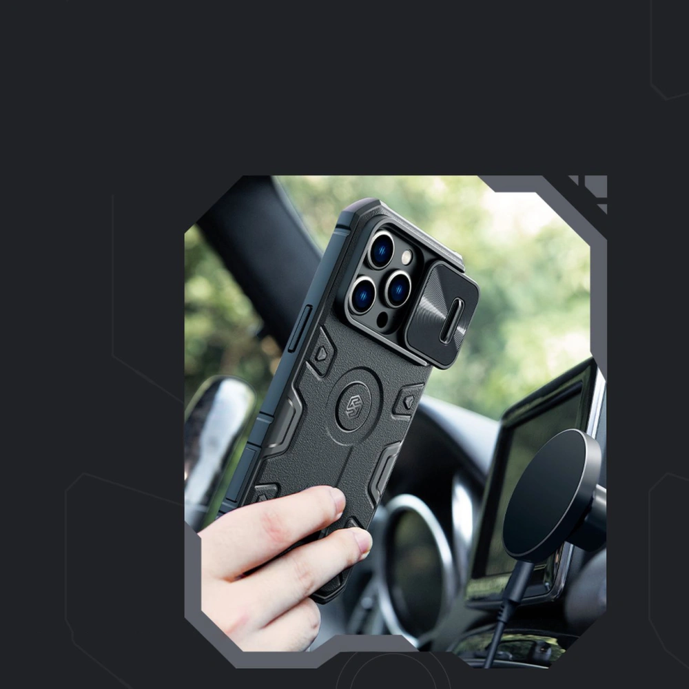 Etui Nillkin CamShield Armor Pro Magnetic MagSafe Apple iPhone 14 Pro ciemnozielone