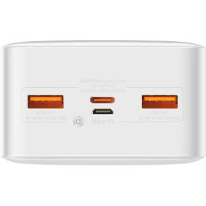 Powerbank Baseus Bipow 30000mAh 20W biały (Overseas Edition) + kabel USB/microUSB 0.25m biały