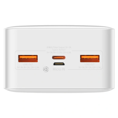 Kup Powerbank Baseus Bipow 30000mAh 20W bílý (Overseas Edition) + kabel USB/microUSB 0.25m bílý - BSU3875 - {ean13} - Sklep Home Screen