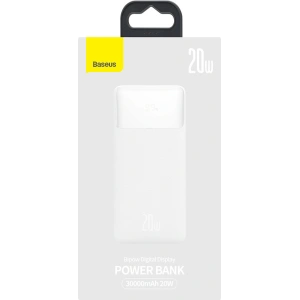 Powerbank Baseus Bipow 30000mAh 20W biały (Overseas Edition) + kabel USB/microUSB 0.25m biały