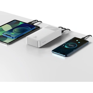 Powerbank Baseus Bipow 30000mAh 20W biały (Overseas Edition) + kabel USB/microUSB 0.25m biały