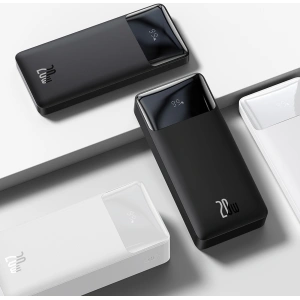 Powerbank Baseus Bipow 30000mAh 20W biały (Overseas Edition) + kabel USB/microUSB 0.25m biały