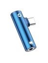 Adapter USAMS AU07 2w1 USB-C/USB-C + Mini-Klinke 3,5mm blau (US-SJ277)
