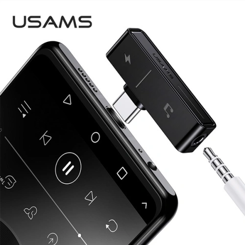 Kup Adapter USAMS AU12 2in1 USB-C + Mini-Klinke 3,5mm schwarz (US-SJ386) - USA822 - {ean13} - Sklep Home Screen