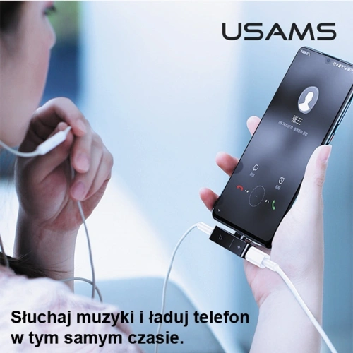 Kup Adapter USAMS AU12 2in1 USB-C + Mini-Klinke 3,5mm schwarz (US-SJ386) - USA822 - {ean13} - Sklep Home Screen