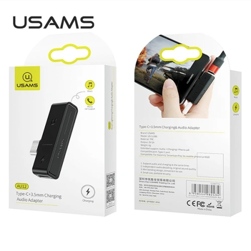 Kup Adapter USAMS AU12 2in1 USB-C + Mini-Klinke 3,5mm schwarz (US-SJ386) - USA822 - {ean13} - Sklep Home Screen