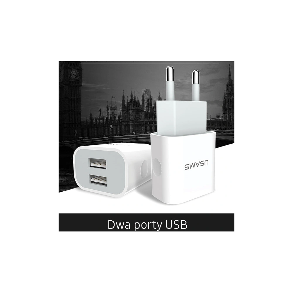 Ładowarka sieciowa USAMS 2xUSB 2,4A biały/white Fast Charging (US-CC023)