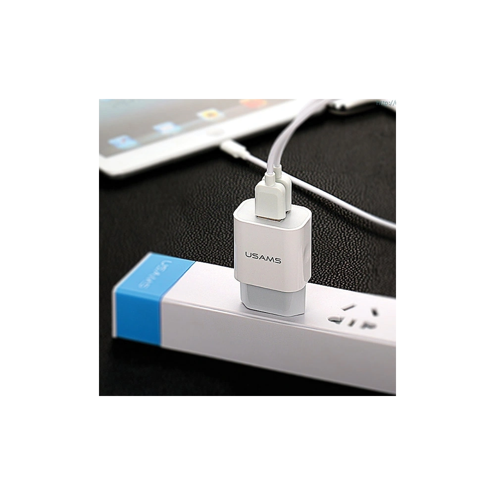 Ładowarka sieciowa USAMS 2xUSB 2,4A biały/white Fast Charging (US-CC023)