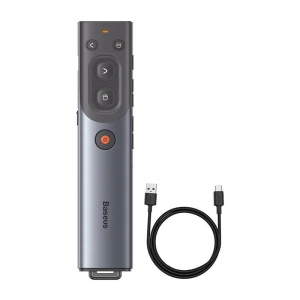Kup Multifunktionsfernbedienung Baseus Orange Dot für Präsentationen, mit rotem Laserzeiger, akkubetrieben (grau) - BSU3877 - {ean13} - Sklep Home Screen