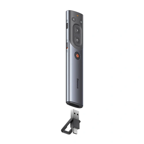 Buy Baseus Orange Dot Multifunctionale remote control for presentation with a red laser pointer gray - BSU3877 - {ean13} - Home Screen Store Europe