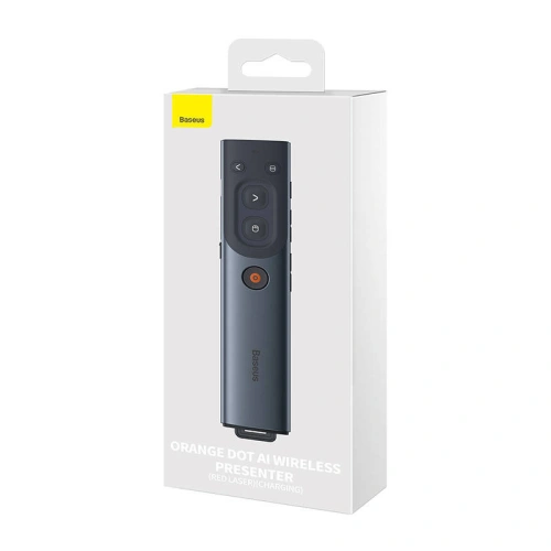 Buy Baseus Orange Dot Multifunctionale remote control for presentation with a red laser pointer gray - BSU3877 - {ean13} - Home Screen Store Europe