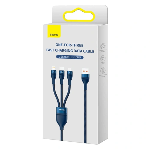 Kup Kabel 3w1 Baseus Flash Series Ⅱ USB-USB-C/microUSB/Lightning 66W 1.2m (blau) - BSU3888 - {ean13} - Sklep Home Screen