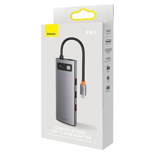 Kup Hub Baseus StarJoy Serie 8w1 USB-C - HDMI + 3 x USB 3.1 + USB-C PD + RJ45 + microSD/SD - BSU3895 - {ean13} - Sklep Home Screen