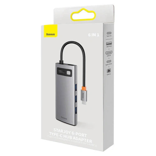 Kup Hub Baseus StarJoy Serie 6w1 USB-C - HDMI + 3 x USB 3.0 + USB-C PD + RJ45 - BSU3896 - {ean13} - Sklep Home Screen