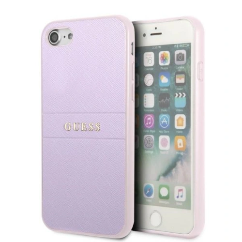 Buy Guess GUHCI8PSASBPU Apple iPhone SE 2022/SE 2020/8/7 hardcase purple Saffiano Hot Stamp & Metal Logo - GUE2328 - {ean13} - Home Screen Store Europe