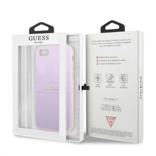 Kup Etui Guess GUHCI8PSASBPU Apple iPhone SE 2022/SE 2020/8/7 hardcase fioletowy/purple Saffiano Hot Stamp & Metal Logo - GUE2328 - {ean13} - Sklep Home Screen