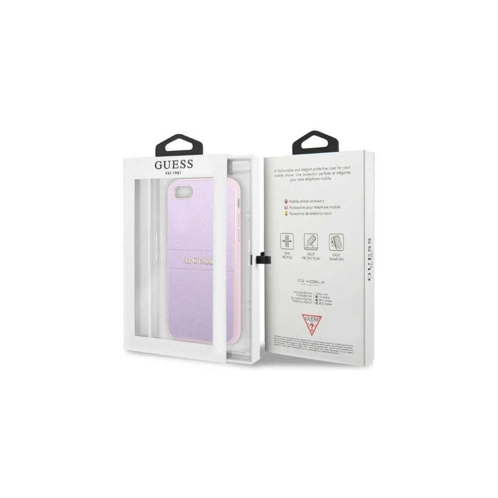 Etui Guess GUHCI8PSASBPU Apple iPhone SE 2022/SE 2020/8/7 hardcase fioletowy/purple Saffiano Hot Stamp & Metal Logo