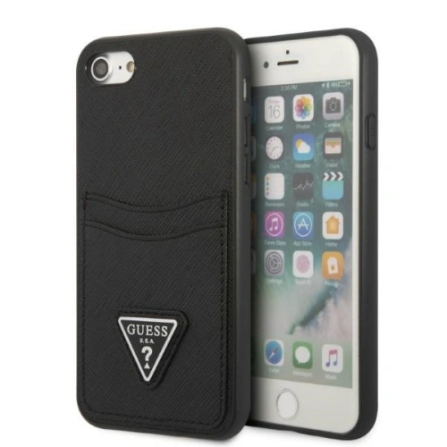 Kup Etui Guess GUHCI8PSATPK Apple iPhone SE 2022/SE 2020/8/7 keménytok fekete/black keménytok Saffiano Triangle Logo Kártyahely - GUE2329 - {ean13} - Sklep Home Screen