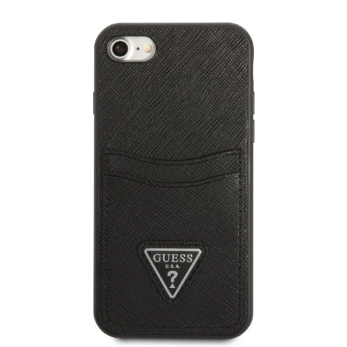 Kup Etui Guess GUHCI8PSATPK Apple iPhone SE 2022/SE 2020/8/7 keménytok fekete/black keménytok Saffiano Triangle Logo Kártyahely - GUE2329 - {ean13} - Sklep Home Screen