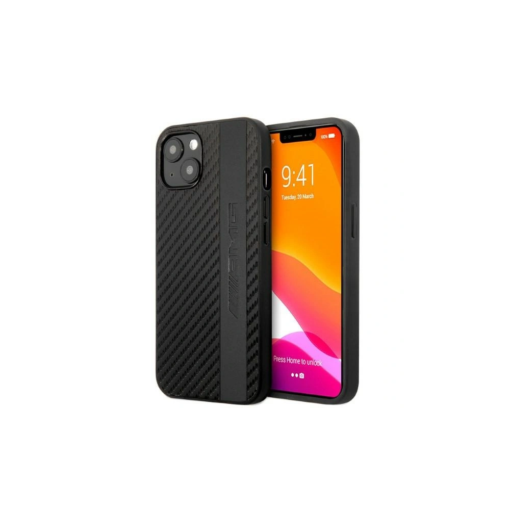 Etui Mercedes AMG AMHCP13MBLSCA Apple iPhone 13 czarny/black hardcase Carbon Stripe&Embossed