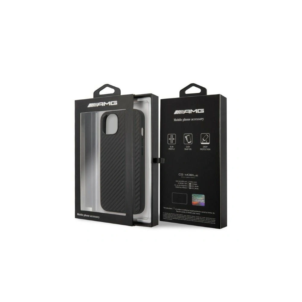 Etui Mercedes AMG AMHCP13MBLSCA Apple iPhone 13 czarny/black hardcase Carbon Stripe&Embossed