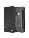 Etui BMW BMTRBKI61PUCARTCBK Apple iPhone XR book negru/black Carbon Tricolor Stripe