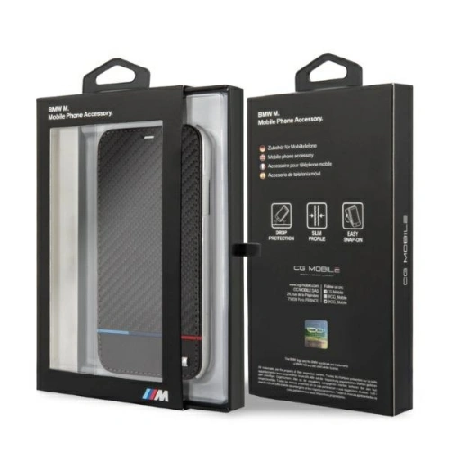Kup Etui BMW BMTRBKI61PUCARTCBK Apple iPhone XR book czarny/black Carbon Tricolor Stripe - BMW330 - {ean13} - Sklep Home Screen