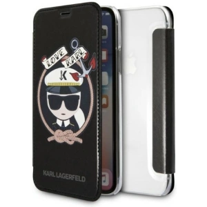 Kup Case Karl Lagerfeld KLFLBKPXKSB Apple iPhone XS/X schwarz/black Buchhülle Signature Glitter - KLD1358 - {ean13} - Sklep Home Screen