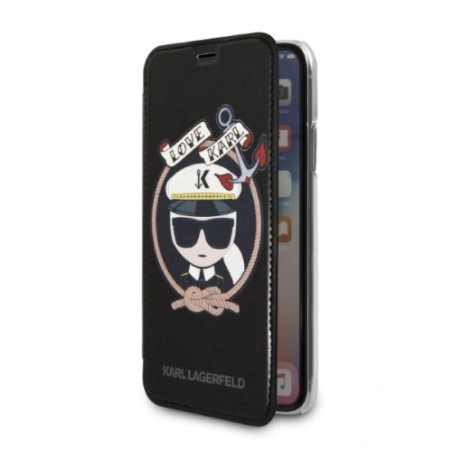 Kup Etui Karl Lagerfeld KLFLBKPXKSB Apple iPhone XS/X czarny/black bookcase Signature Glitter - KLD1358 - {ean13} - Sklep Home Screen